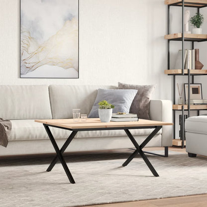 Tavolino da Salotto Telaio a X 80x80x45 cm Legno Pino e Acciaio