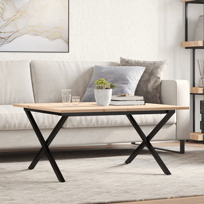 Tavolino da Salotto Telaio a X 80x80x45 cm Legno Pino e Acciaio