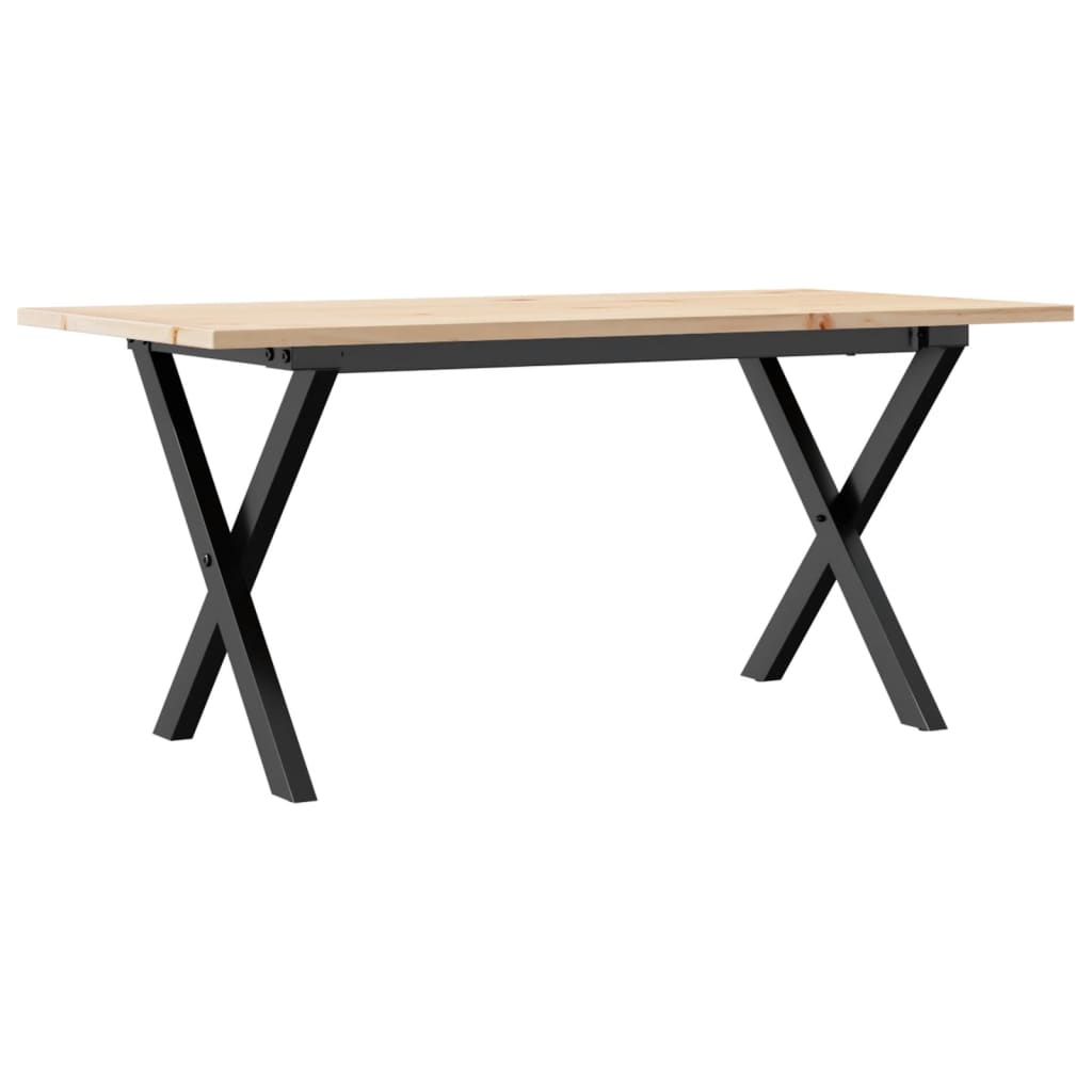 Tavolino da Salotto Telaio a X 90x40x45 cm Legno Pino e Acciaio