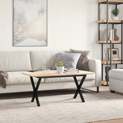 Tavolino da Salotto Telaio a X 90x40x45 cm Legno Pino e Acciaio