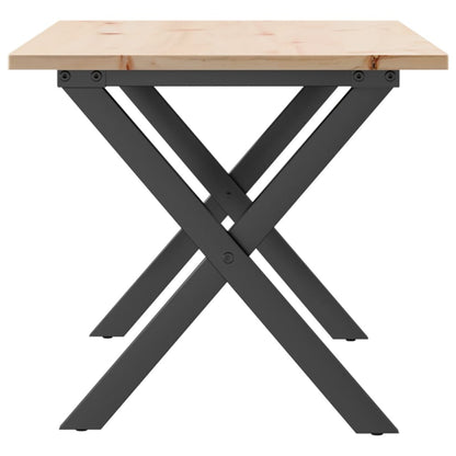 Tavolino da Salotto Telaio a X 90x40x45 cm Legno Pino e Acciaio