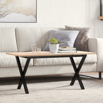 Tavolino da Salotto Telaio a X 90x40x45 cm Legno Pino e Acciaio