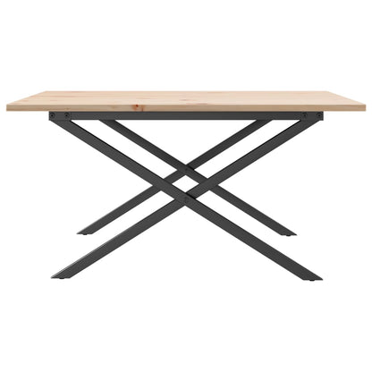 Tavolino da Salotto Telaio a X 90x90x45 cm Legno Pino e Acciaio