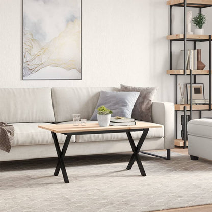 Tavolino Salotto Telaio a X 100x50x45 cm Legno Pino e Acciaio
