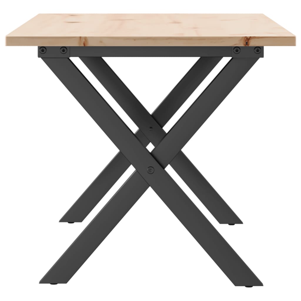 Tavolino Salotto Telaio a X 100x50x45 cm Legno Pino e Acciaio