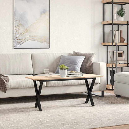 Tavolino Salotto Telaio a X 110x40x45 cm Legno Pino e Acciaio