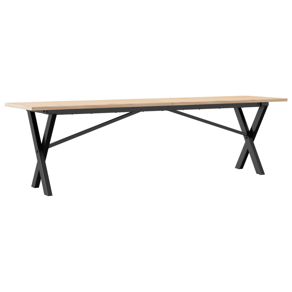 Tavolino Salotto Telaio a X 160x40x45 cm Legno Pino e Acciaio