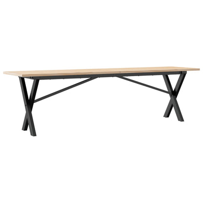 Tavolino Salotto Telaio a X 160x40x45 cm Legno Pino e Acciaio
