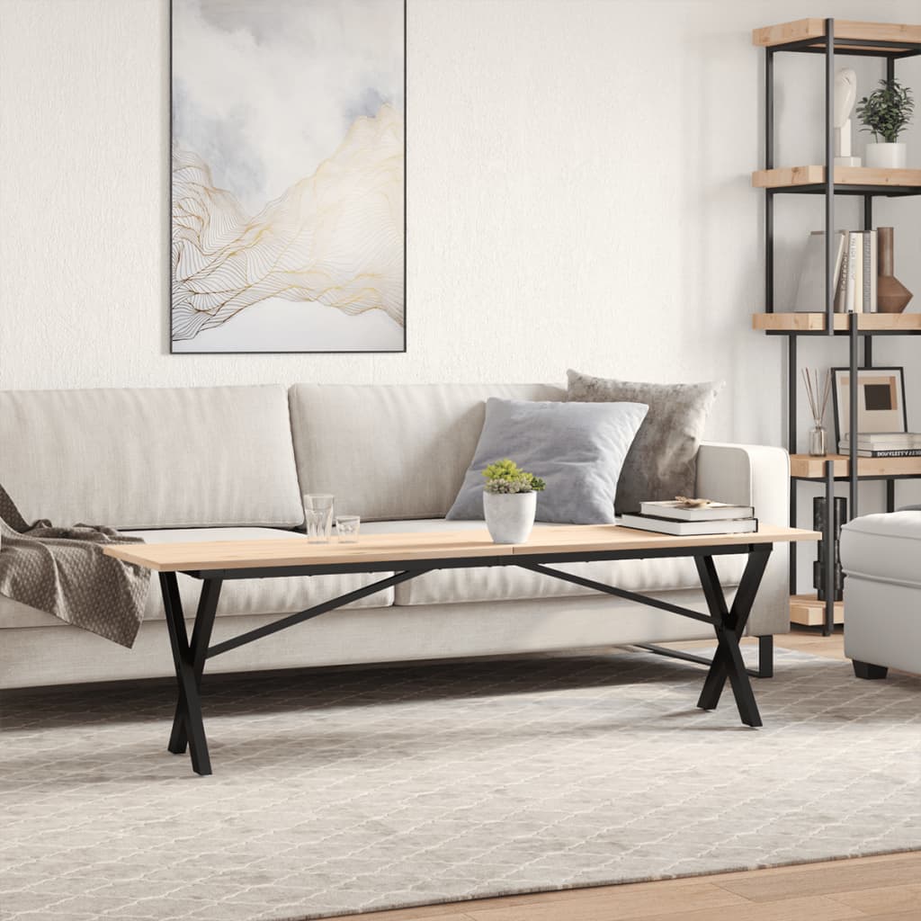 Tavolino Salotto Telaio a X 160x40x45 cm Legno Pino e Acciaio