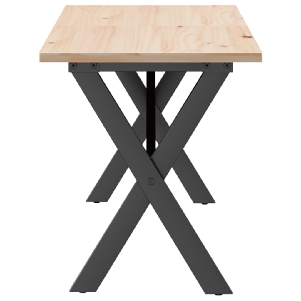 Tavolino Salotto Telaio a X 160x40x45 cm Legno Pino e Acciaio