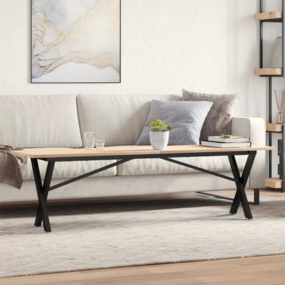 Tavolino Salotto Telaio a X 160x40x45 cm Legno Pino e Acciaio