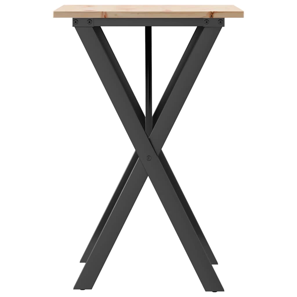 Tavolo da Pranzo Telaio a X 50x50x75 cm Legno Pino e Acciaio