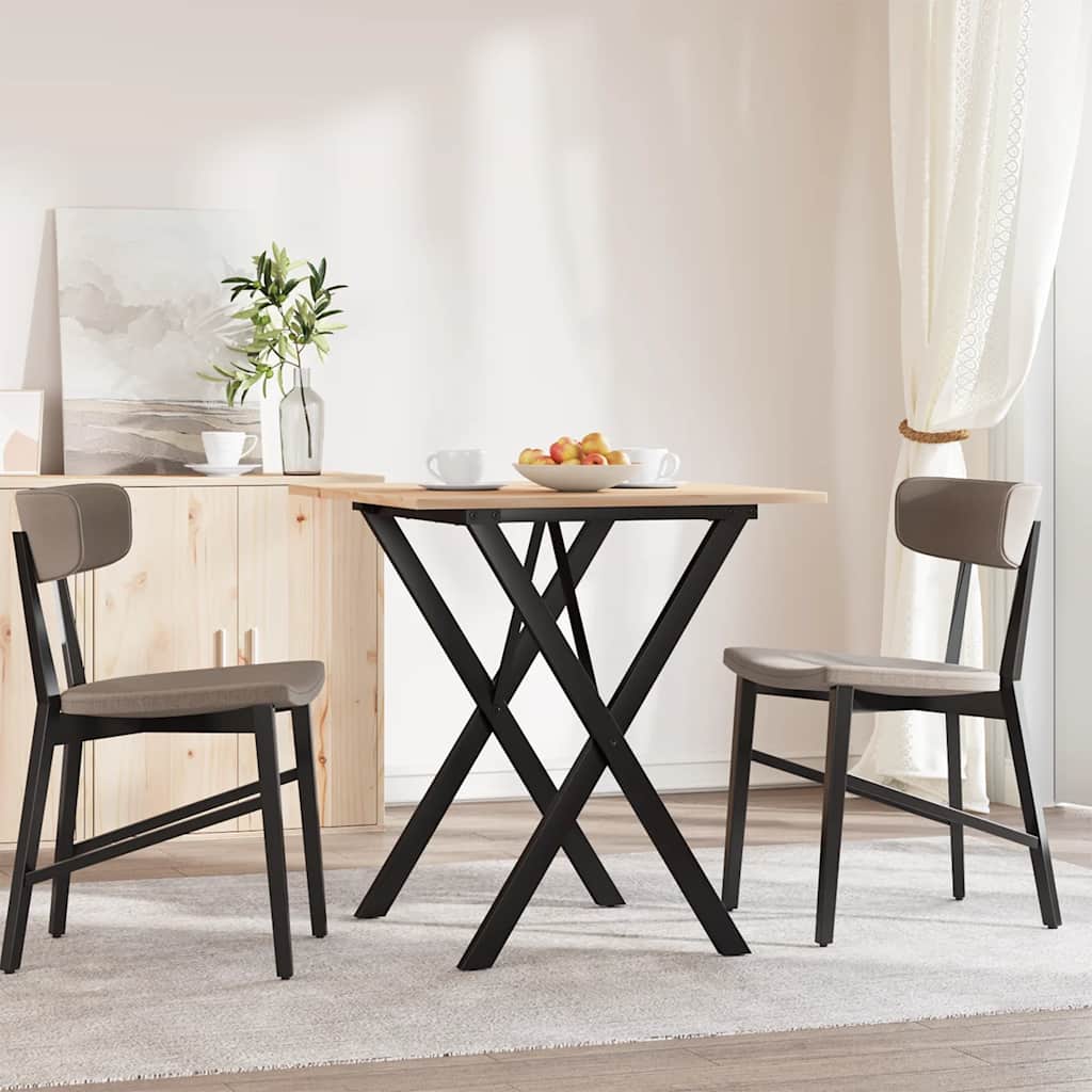 Tavolo da Pranzo Telaio a X 70x70x75 cm Legno Pino e Acciaio