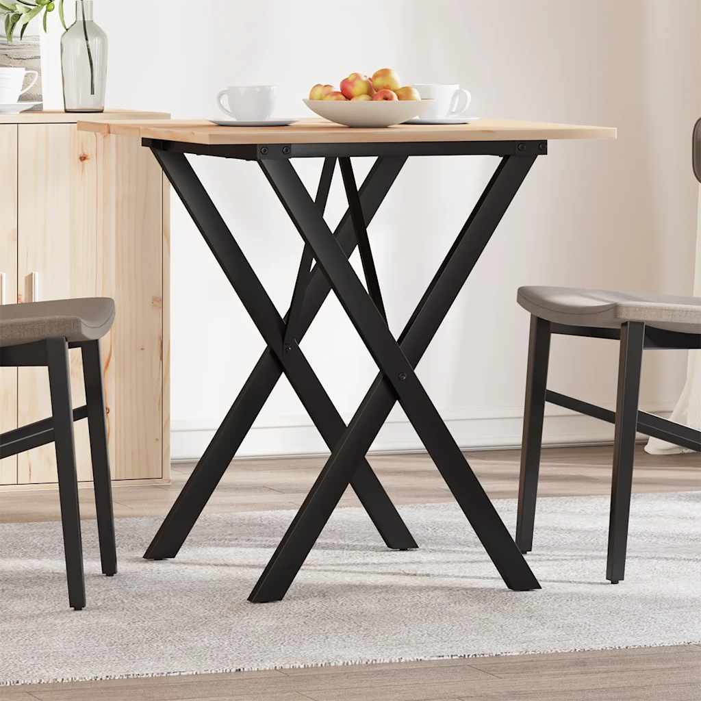 Tavolo da Pranzo Telaio a X 70x70x75 cm Legno Pino e Acciaio