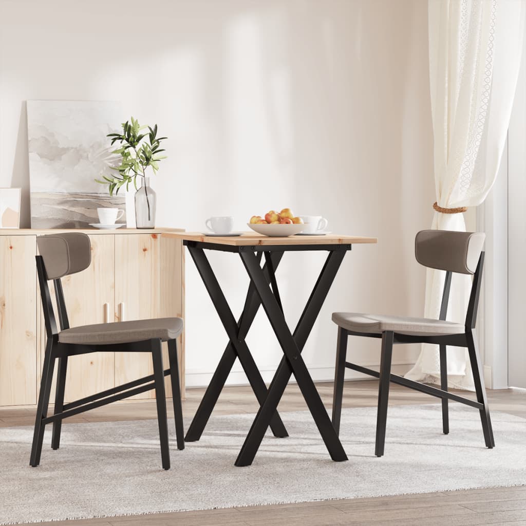 Tavolo da Pranzo Telaio a X 80x50x75 cm Legno Pino e Acciaio