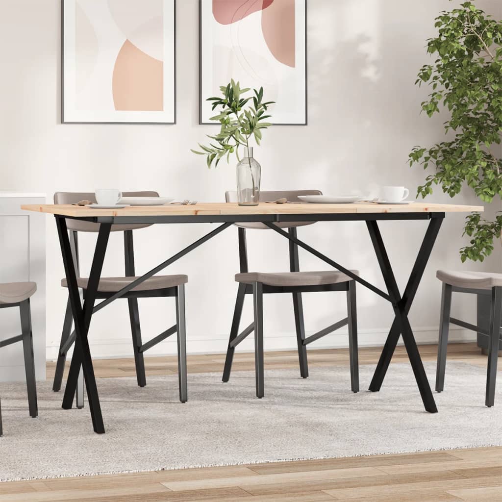 Tavolo da Pranzo Telaio a X 140x80x75 cm Legno Pino e Acciaio