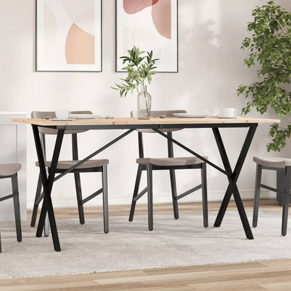 Tavolo da Pranzo Telaio a X 140x80x75 cm Legno Pino e Acciaio