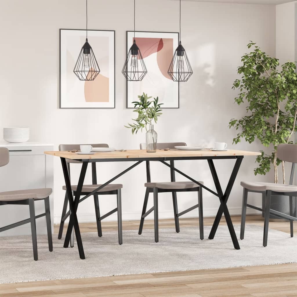 Tavolo da Pranzo Telaio a X 160x80x75 cm Legno Pino e Acciaio
