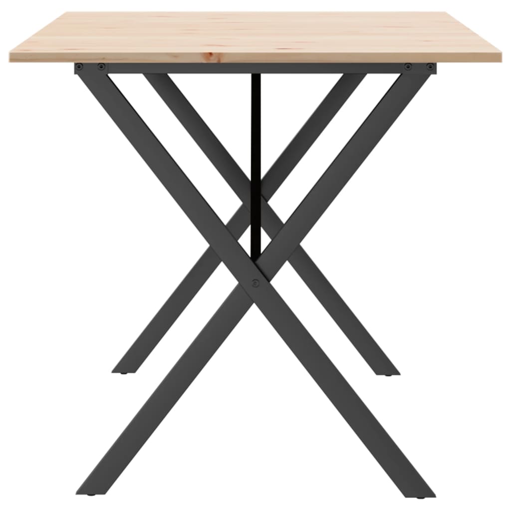Tavolo da Pranzo Telaio a X 160x80x75 cm Legno Pino e Acciaio