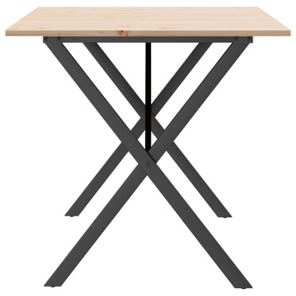 Tavolo da Pranzo Telaio a X 160x80x75 cm Legno Pino e Acciaio