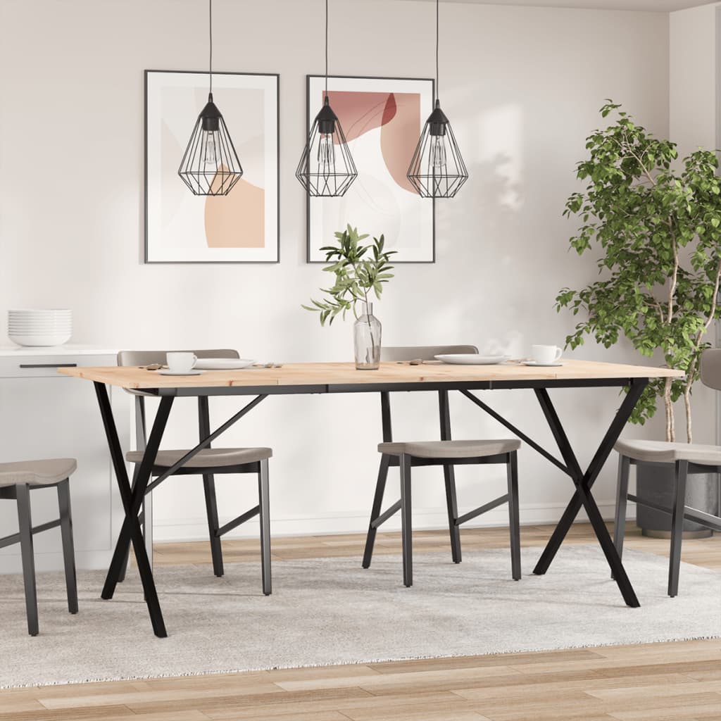 Tavolo da Pranzo Telaio a X 180x90x75 cm Legno Pino e Acciaio