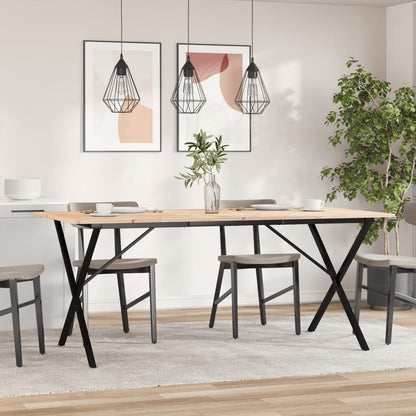Tavolo da Pranzo Telaio a X 180x90x75 cm Legno Pino e Acciaio
