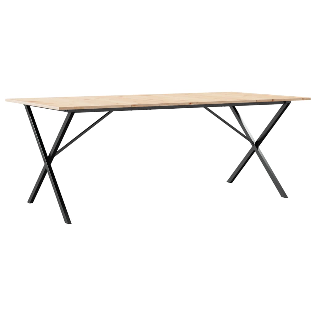 Tavolo da Pranzo Telaio a X 200x100x75 cm Legno Pino e Acciaio