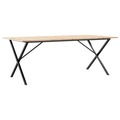 Tavolo da Pranzo Telaio a X 200x100x75 cm Legno Pino e Acciaio
