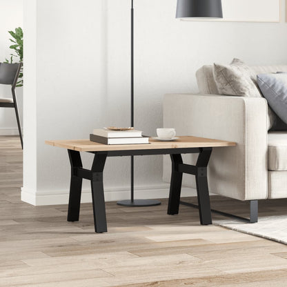 Tavolino da Salotto Telaio a Y 80x50x40 cm Legno Pino e Acciaio