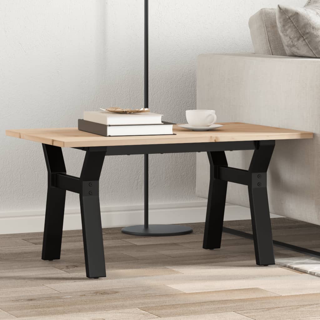 Tavolino da Salotto Telaio a Y 80x50x40 cm Legno Pino e Acciaio
