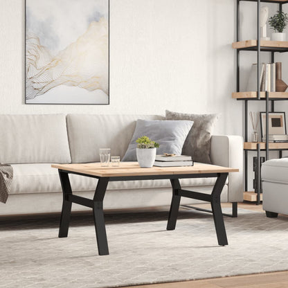 Tavolino da Salotto Telaio a Y 80x80x45 cm Legno Pino e Acciaio