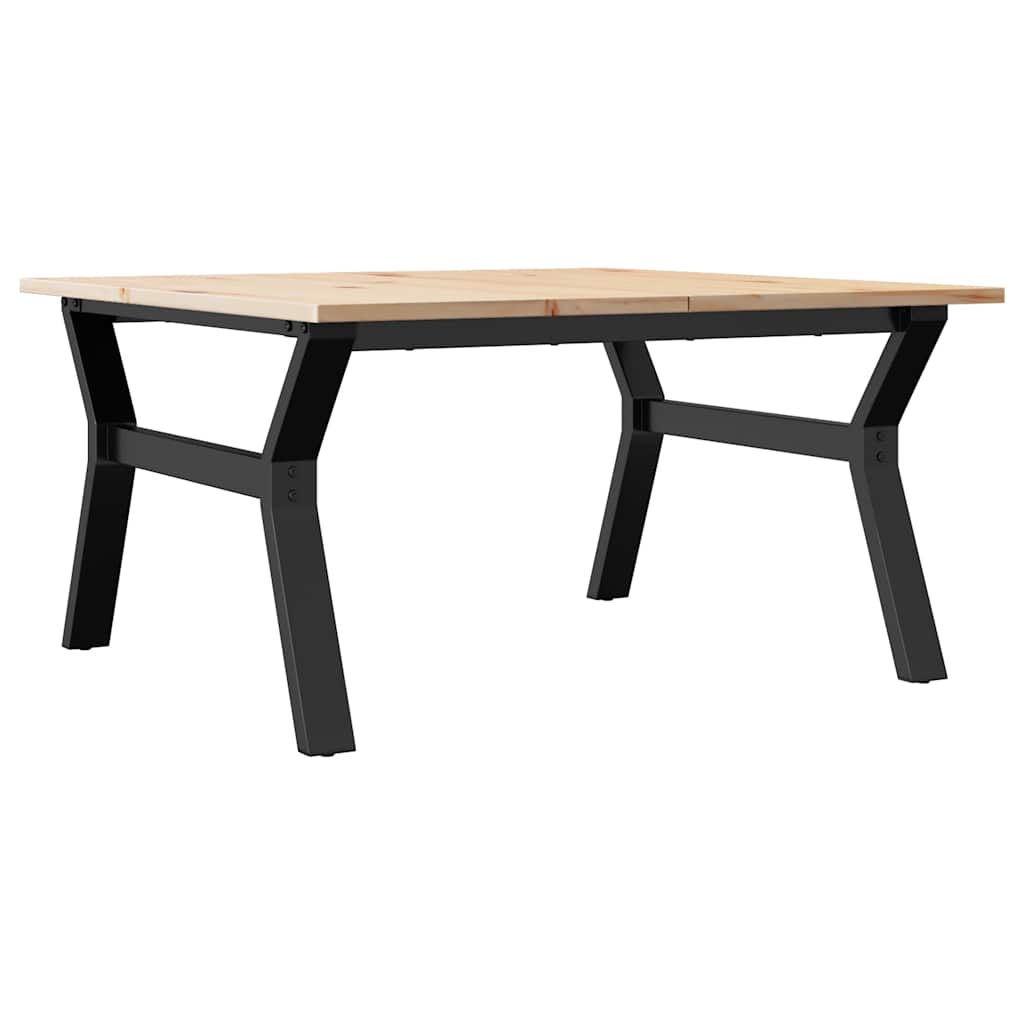 Tavolino da Salotto Telaio a Y 90x90x45 cm Legno Pino e Acciaio