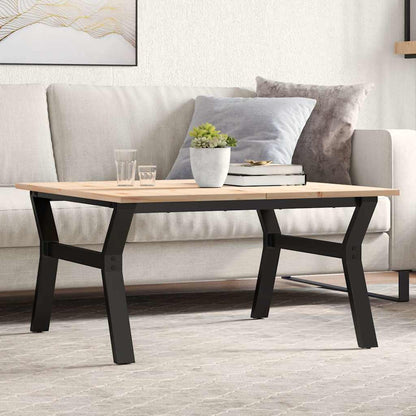 Tavolino da Salotto Telaio a Y 90x90x45 cm Legno Pino e Acciaio
