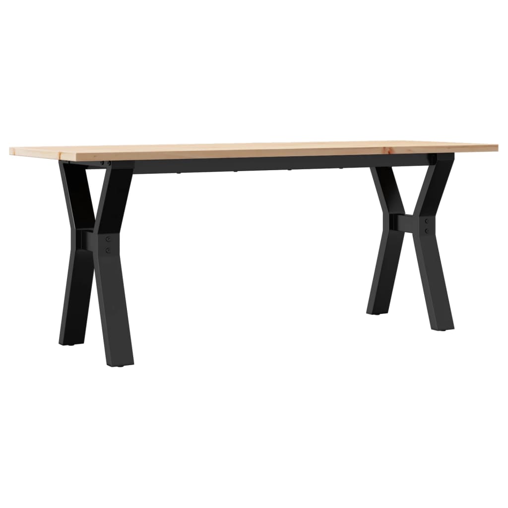 Tavolino Salotto Telaio a Y 110x40x45 cm Legno Pino e Acciaio
