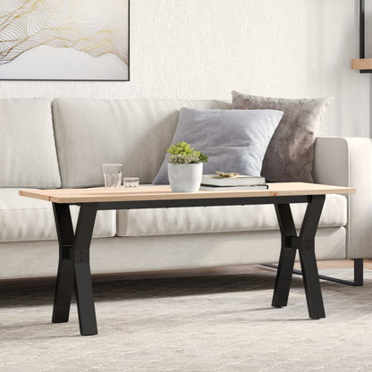 Tavolino Salotto Telaio a Y 110x40x45 cm Legno Pino e Acciaio