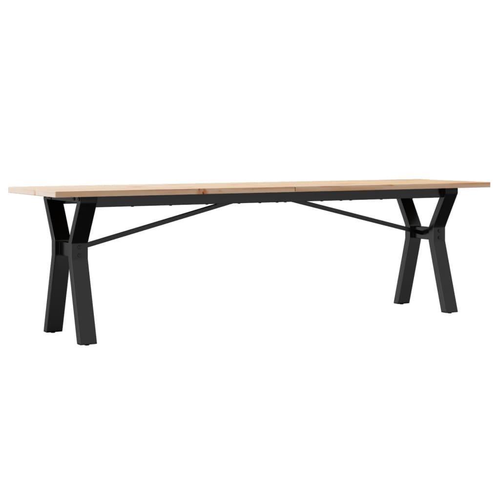Tavolino Salotto Telaio a Y 160x40x45 cm Legno Pino e Acciaio