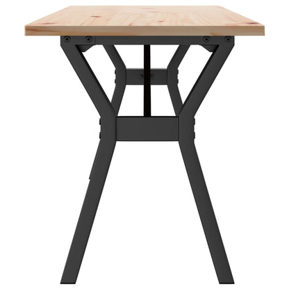 Tavolino Salotto Telaio a Y 160x40x45 cm Legno Pino e Acciaio