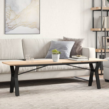 Tavolino Salotto Telaio a Y 160x40x45 cm Legno Pino e Acciaio