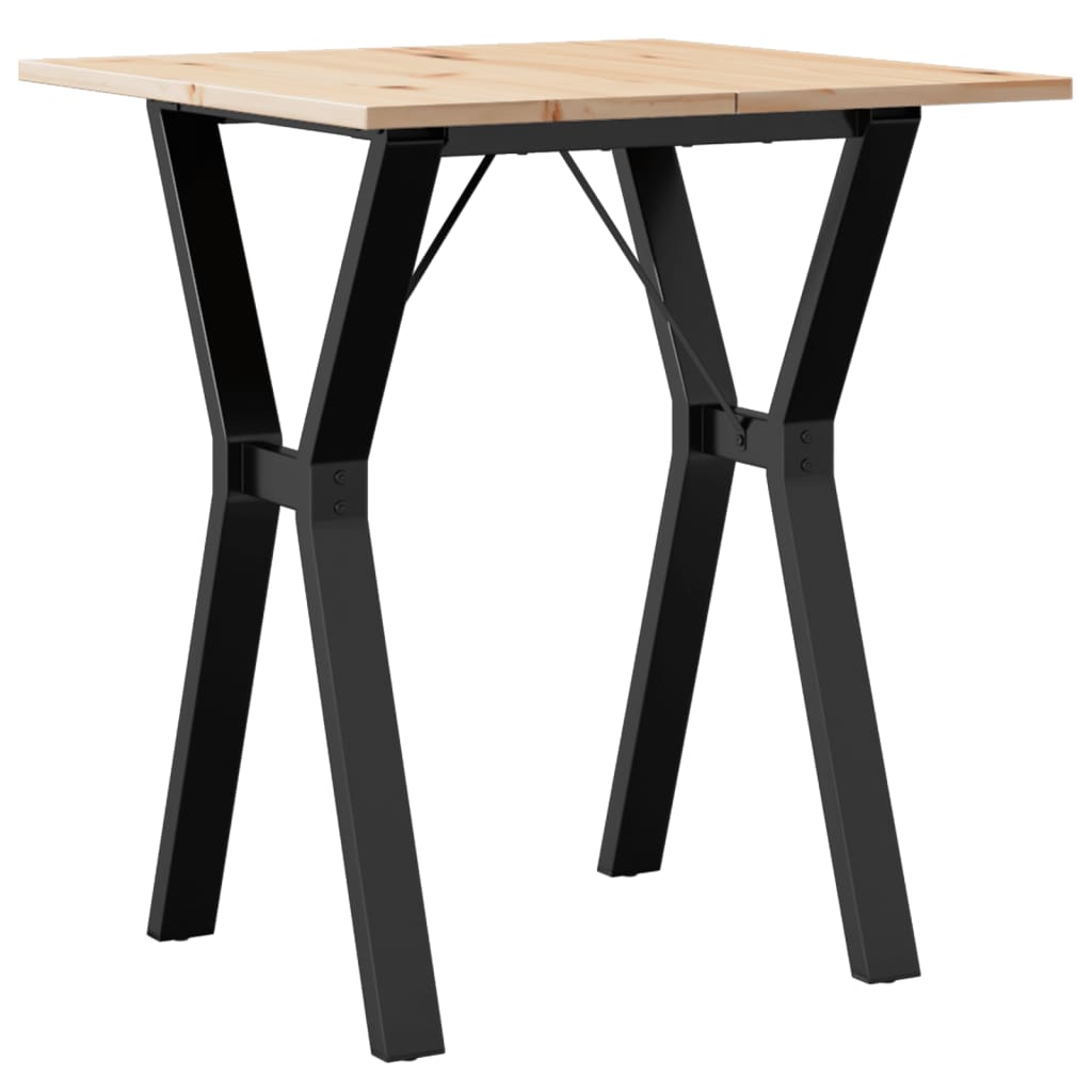 Tavolo da Pranzo Telaio a Y 60x60x75 cm Legno Pino e Acciaio
