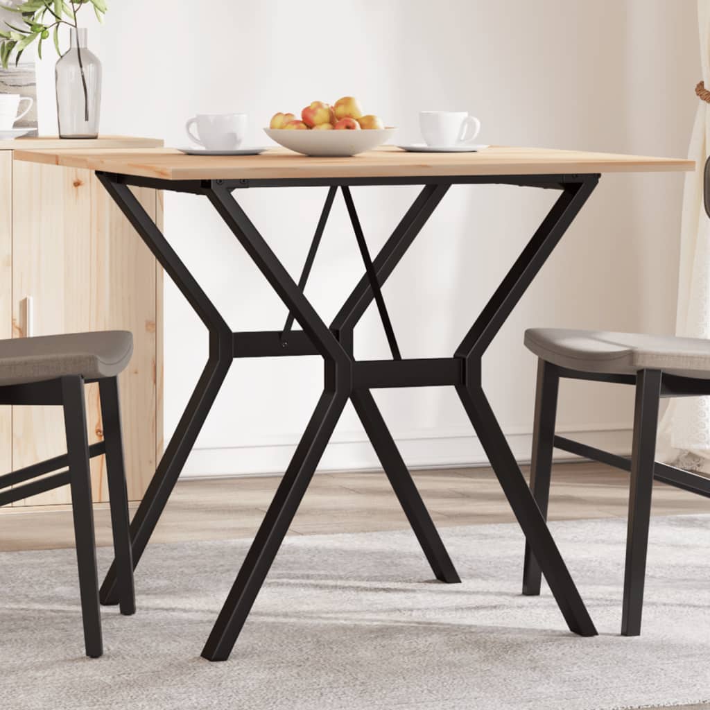Tavolo da Pranzo Telaio a Y 80x80x75 cm Legno Pino e Acciaio