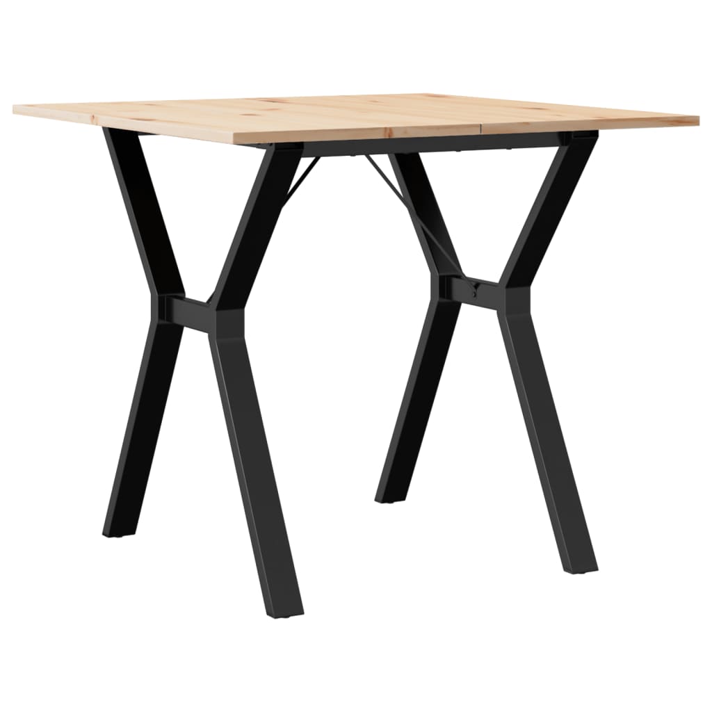 Tavolo da Pranzo Telaio a Y 90x90x75 cm Legno Pino e Acciaio