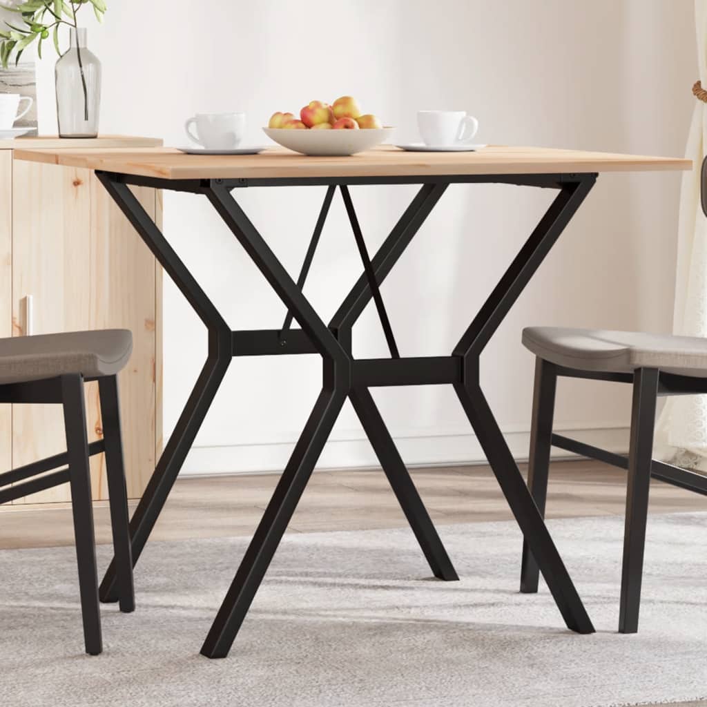 Tavolo da Pranzo Telaio a Y 90x90x75 cm Legno Pino e Acciaio