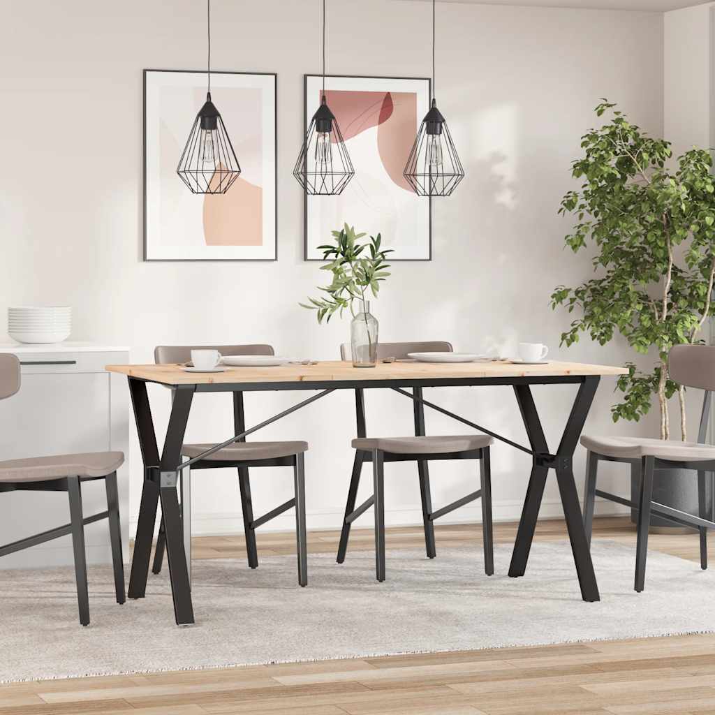 Tavolo da Pranzo Telaio a Y 140x80x75 cm Legno Pino e Acciaio