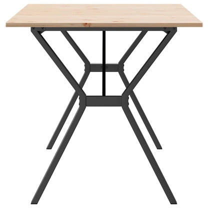 Tavolo da Pranzo Telaio a Y 140x80x75 cm Legno Pino e Acciaio