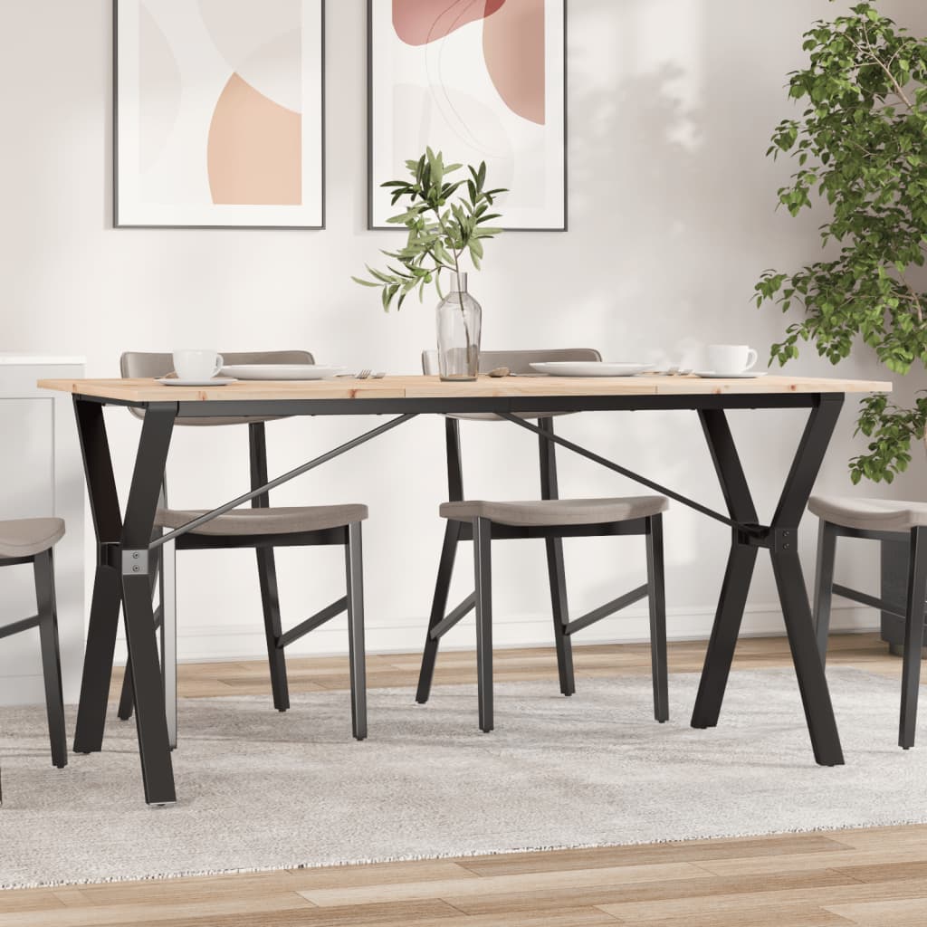 Tavolo da Pranzo Telaio a Y 160x80x75 cm Legno Pino e Acciaio