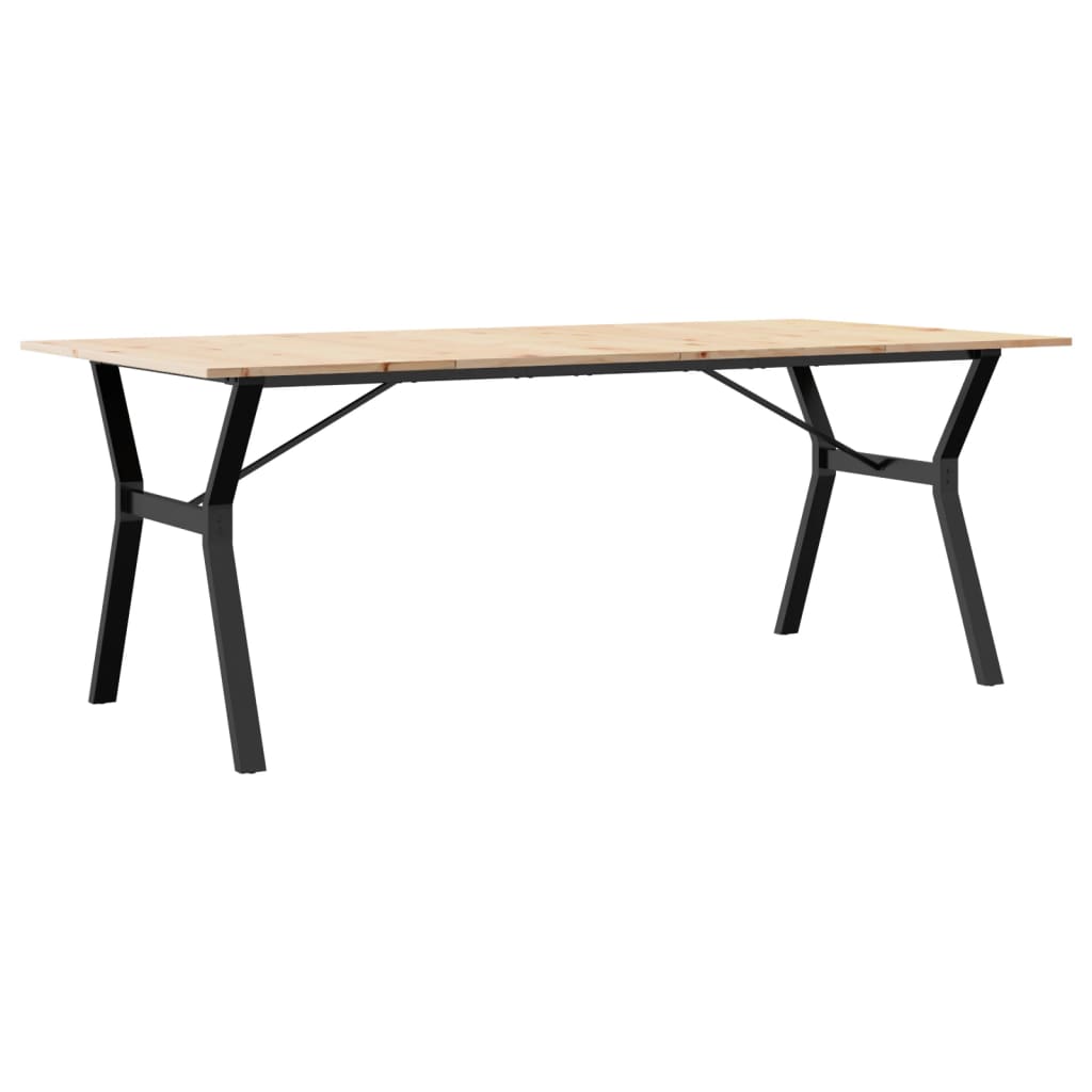 Tavolo da Pranzo Telaio a Y 200x100x75 cm Legno Pino e Acciaio