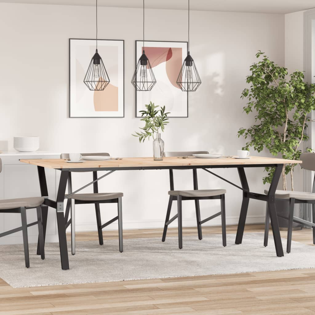 Tavolo da Pranzo Telaio a Y 200x100x75 cm Legno Pino e Acciaio