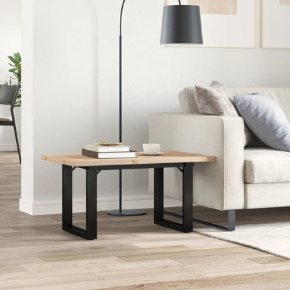 Tavolino Salotto Telaio a O 80x50x40,5cm Legno Pino e Acciaio
