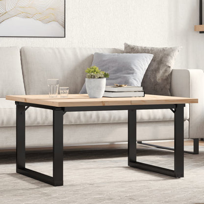 Tavolino Salotto Telaio a O 80x80x45,5cm Legno Pino e Acciaio