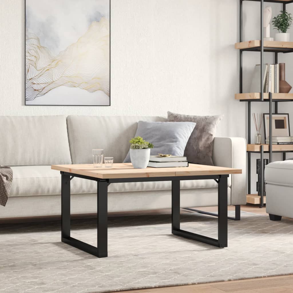 Tavolino Salotto Telaio a O 90x90x45,5 cm Legno Pino e Acciaio